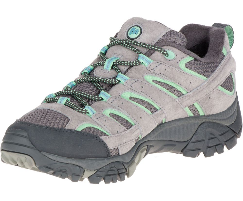 Buty Trekkingowe Merrell Damskie Szare/Mięta - Moab 2 Waterproof - 790386-HYI